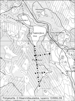 Teuvo Herranen 126. Pajusuo Pajusuo (kl. 341307, x = 7104,5, y = 3486,5) sijaitsee noin 24 km Pyhännän keskustasta itäkaakkoon (kuva 28).