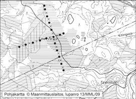 Teuvo Herranen 132. Teerisuo Teerisuo (kl. 332409, x = 7099,4 y = 3483,3) sijaitsee noin 23 km Pyhännän keskustasta kaakkoon (kuva 34). Se rajoittuu tasaiseen moreenimaastoon.