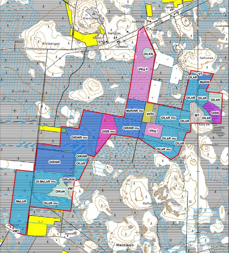 32 Kuva 62. Metsä ja suotyypit Pyöriäsuon alueella.