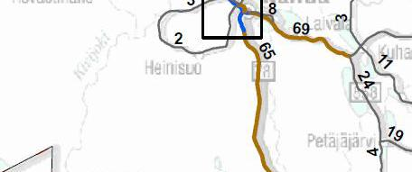 58 Kuva 613. Pyöriäsuon lähialueiden tiet sekä raskaan liikenteen vuorokausikeskiarvot vuonna 2010.