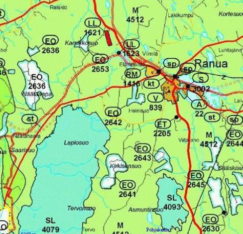 69 Kuva 626. Ote Lapin liiton laatimasta Rovaniemen maakuntakaavasta. Lähde: Lapin liitto.