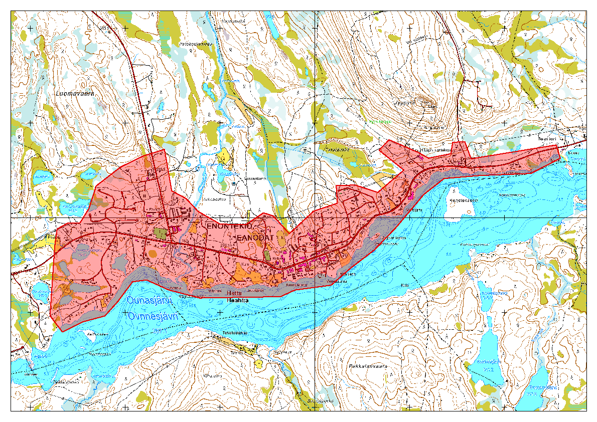 Oheisena Enontekiön kartta, punaisella merkitty