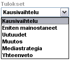 Vasemmassa palkissa voit halutessasi valita esitystavaksi taulukon näpäyttämällä taulukko-nappulaa.