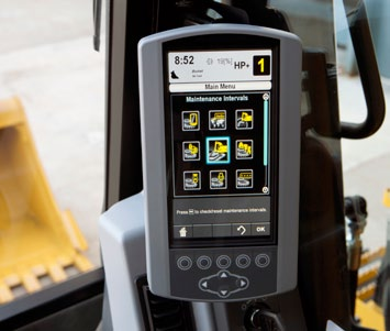 Ohjaamo Hiljaisesta ja mukavasta ohjaamosta on helppo nauttia Monitori Kuljettaja pystyy keskittymään tekemäänsä työhön kunnolla äärimmäisen tarkan LCD-näytön avulla.
