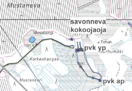 Savonnevan turvetuotantoalue Mustaneva: valuma-alue 1.9 km 2, turvekenttä n. 1.1 km 2 Mustapuro: valuma-alue n.