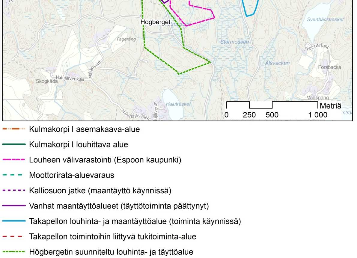 va-alueen toteuttaminen edellyttää alueen louhintaa. Koska louhinta on verrattain hidas prosessi, on ensisijaisen tärkeää aloittaa toiminta ajoissa. Tuleville tonteille on suuri tarve.