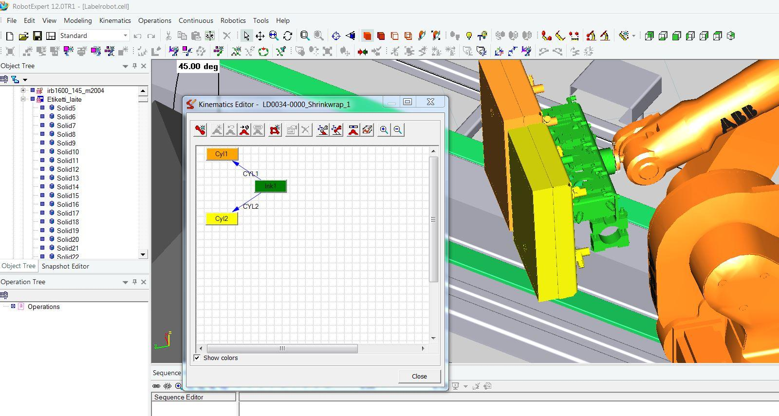 35(65) 6.4 Toimilaitteiden kinematiikan rakentaminen 3D-malleille voidaan rakentaa kinematiikka Kinematics Editor -työkalun avulla.