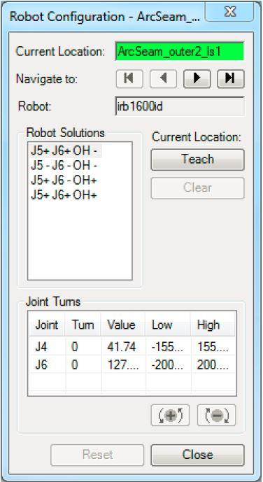 50(65) 6.7.3 Robotin konfiguraatio Robotin tarkkojen liikkeiden aikaansaamiseksi tärkeä ominaisuus Path Editorissa on konfiguraatioiden opettaminen robotille.