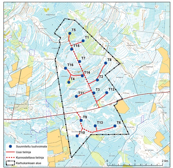 4.1 YVA-selostuksessa arvioidut vaihtoehdot Voimalat YVA-menettelyssä tarkastellaan voimaloiden sijainnin suhteen yhtä toteutusvaihtoehtoa.