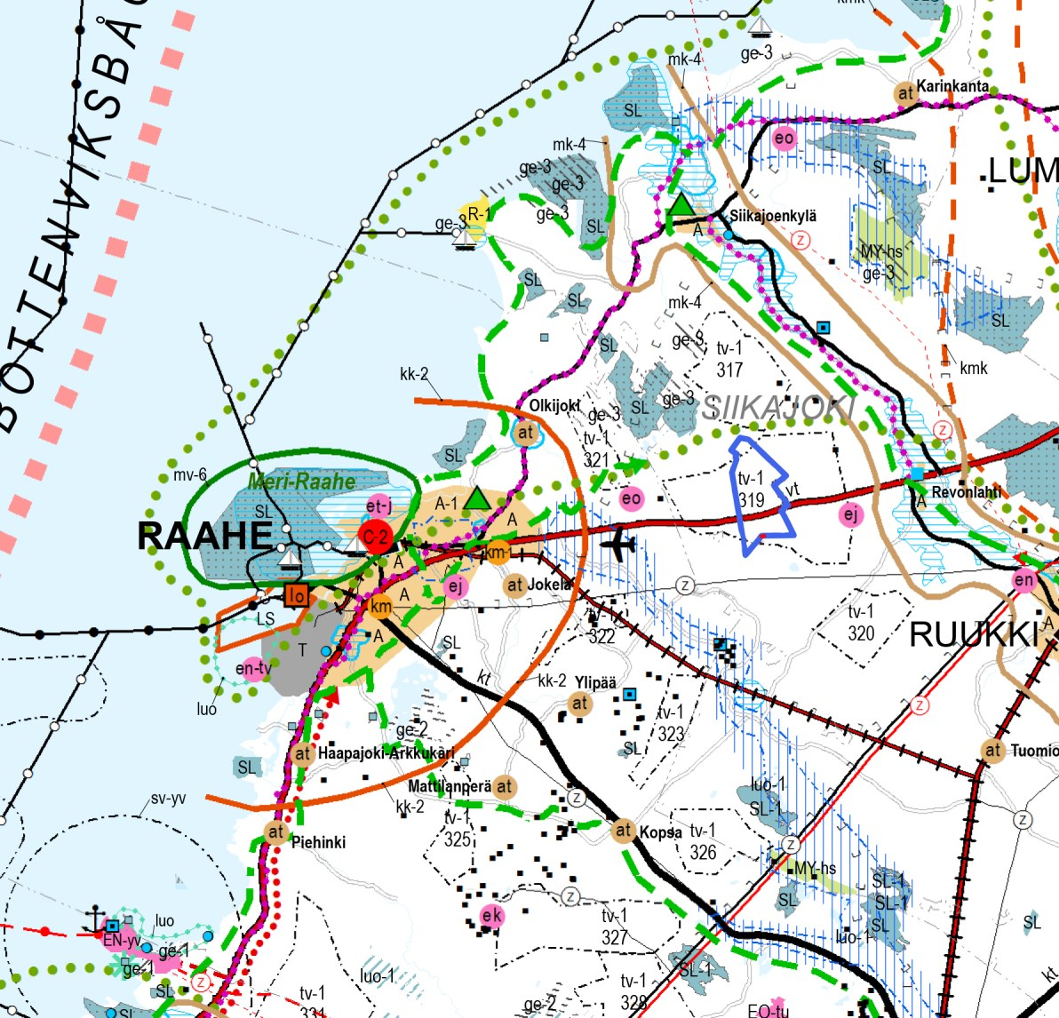 26 Kuva 6 3. Ote Pohjois-Pohjanmaan maakuntakaavojen yhdistelmäkartasta.