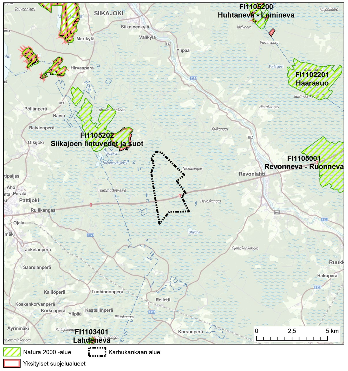 6.9 Luonnonsuojelu Kaava-alueella ei sijaitse Natura 2000 verkostoon tai valtakunnallisiin luonnonsuojeluohjelmiin kuuluvia kohteita eikä alueella sijaitse perustettuja luonnonsuojelualueita (Kuva