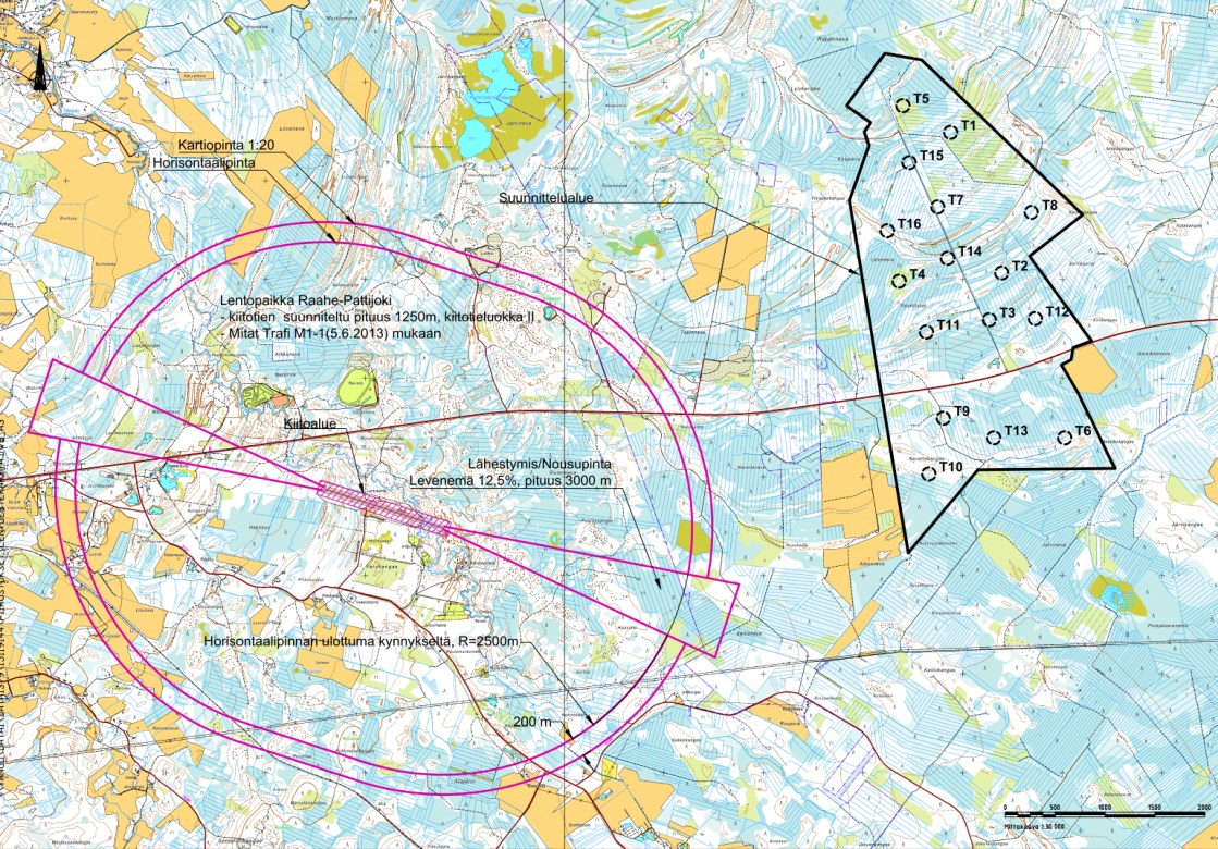 94 paikka olisi nostettavia ilmailumääräyksen AGA M1-1 mukaiseen II-kiitotieluokkaan. Kiitotien luokan nosto laajentaa lentoesterajoituspintojen laajuutta lähemmäksi suunniteltuja voimalapaikkoja.