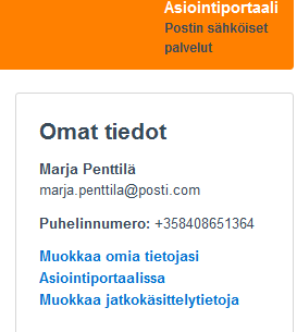 Miten saan asiakkaan tilauksen jatkokäsittelyyn Paino- / postitustalon ohjeet Painon / postittajan Kontakti-käyttäjä kirjautuu Kontaktiin ja klikkaa etusivulta Omat tiedot -laatikon linkkiä Muokkaa