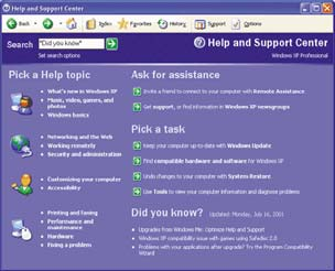 Windows XP Help and Support Center Auttaako animoitu opastus?