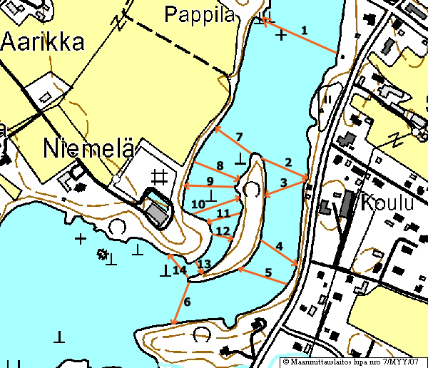 KIVINIEMEN VUOLLE 4 / 5 Sukellukset Kiviniemen vuolteella tehtiin 28.6.2007. Vesi on hyvää vauhtia nousemassa ja virtaus on huomattavasti lisääntynyt alkuviikkoon verrattuna. Linja 1.
