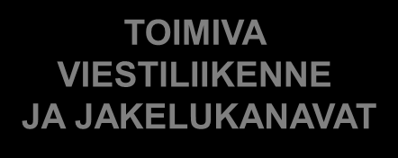 Viestinnän toimittava kaikissa olosuhteissa AJANTASAINEN TILANNEKUVA JOHTAMISEN JA VIESTINNÄN TUKENA TOIMIVA VIESTILIIKENNE JA