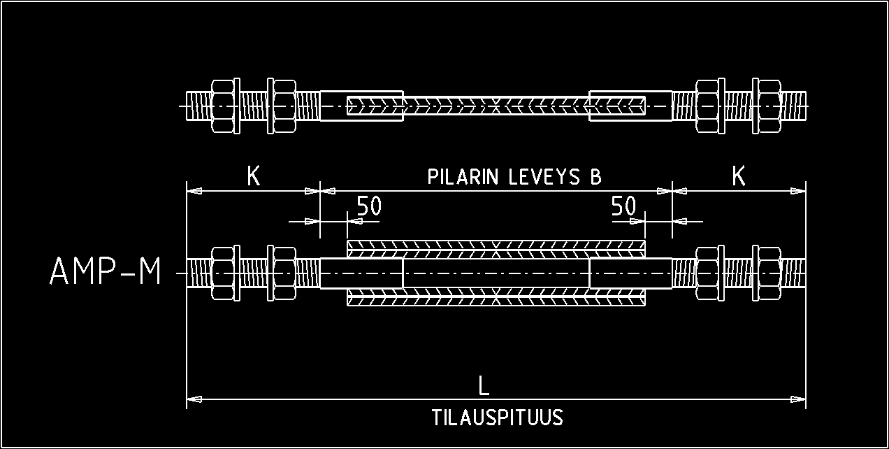 7 2.5.4 AMP-M peruspultit AMP-M peruspultteja käytetään betonielementtipalkin ja -pilarin momenttijäykissä liitoksissa silloin, kun pilarin molemmilla puolilla sijaitsee palkki.