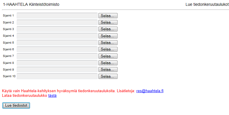 3. Sisäänlukupohjan tallentaminen järjestelmään Sisäänlukupohjan luenta löytyy järjestelmästä seuraavasti: Huolto-ohjelma Avaa luettelot Hae (huoltokohdeluettelo) (Excel-kuvake) Sisäänlukupohjan