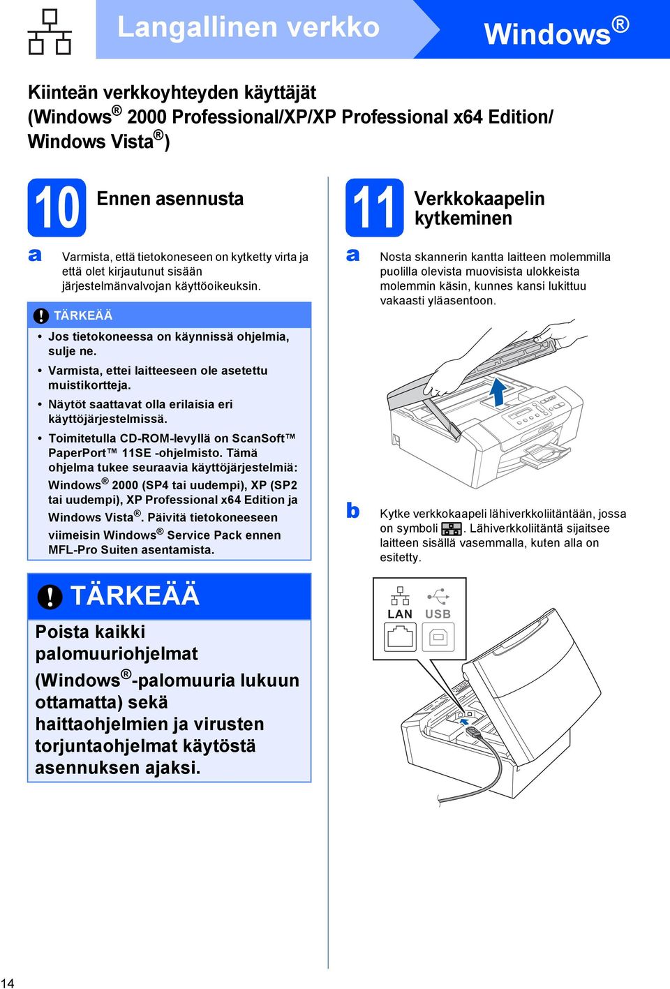 Näytöt sttvt oll erilisi eri käyttöjärjestelmissä. Toimitetull CD-ROM-levyllä on SnSoft PperPort 11SE -ohjelmisto.