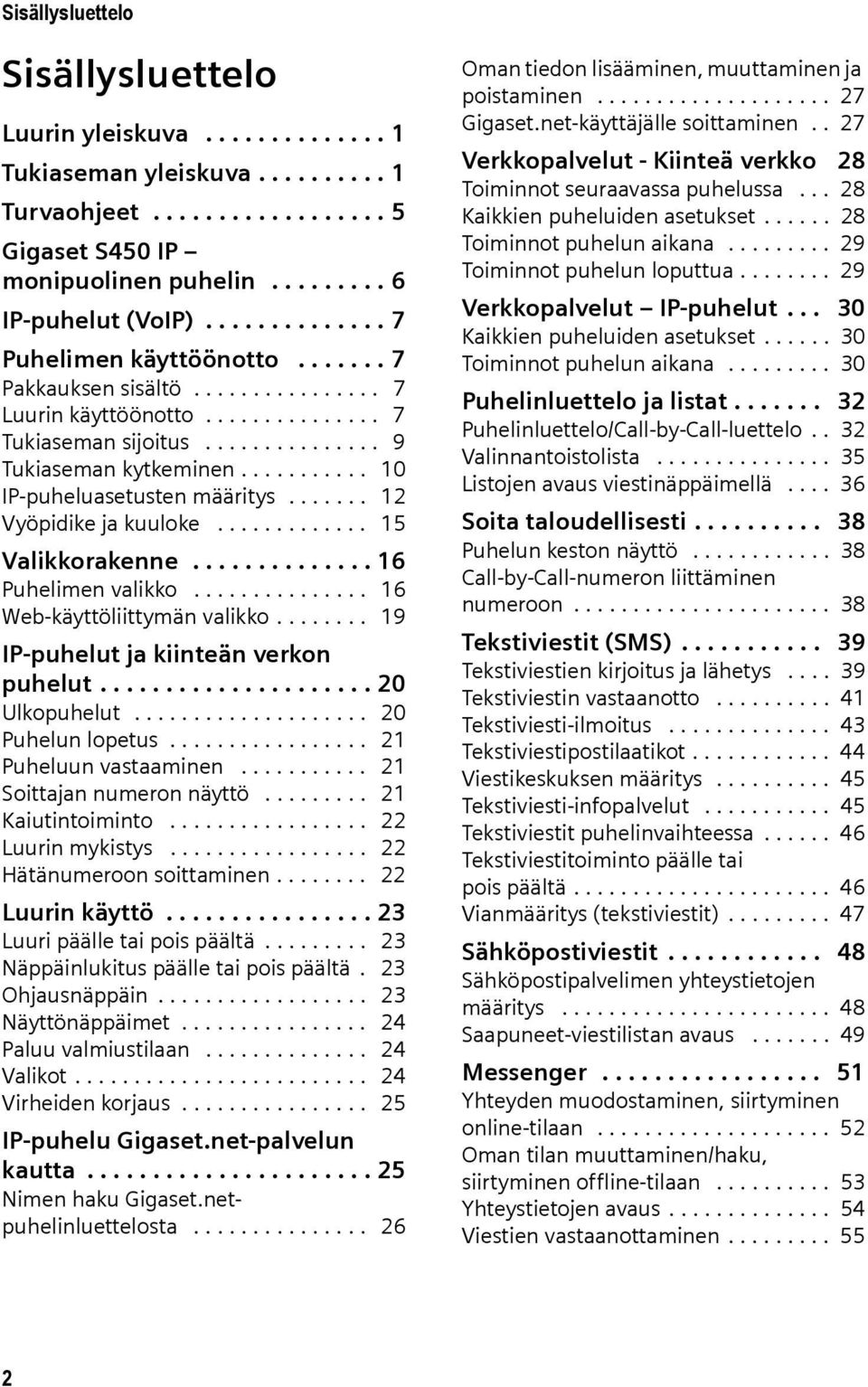 .......... 10 IP-puheluasetusten määritys....... 12 Vyöpidike ja kuuloke............. 15 Valikkorakenne.............. 16 Puhelimen valikko............... 16 Web-käyttöliittymän valikko.