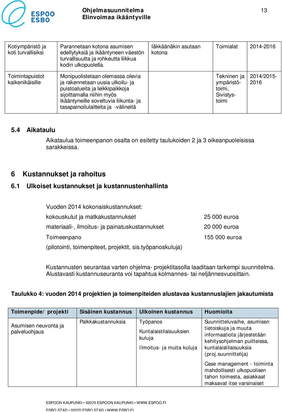 myös ikääntyneille soveltuvia liikunta- ja tasapainoilulaitteita ja -välineitä Tekninen ja ympäristötoimi, Sivistystoimi 2014/2015-2016 5.