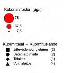 Kuva 4.34. Kokonaistypen (µg/) koko vuoden keskiarvo tarkkailualueella.