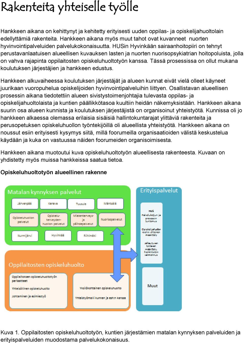 HUSin Hyvinkään sairaanhoitopiiri on tehnyt perustavanlaatuisen alueellisen kuvauksen lasten ja nuorten nuorisopsykiatrian hoitopoluista, jolla on vahva rajapinta oppilaitosten opiskeluhuoltotyön