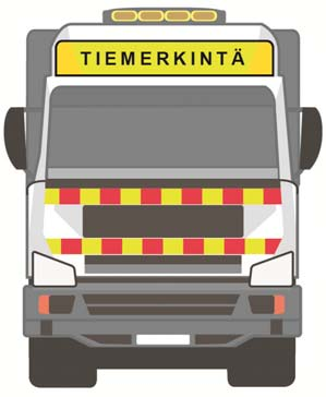 34 Liikenneviraston ohjeita 6/2017 Kuva 11. Tiemerkintäajoneuvon näkevöittäminen. 4.