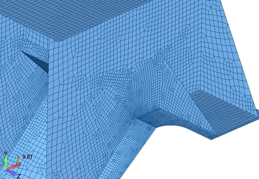 21 Kuva 9. J2-päädyn alkuperäisen geometrian elementtiverkko. 5.