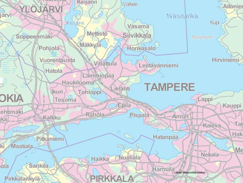 5 1 SUUNNITTELUKOHDE Tesoman taimiston ja Tuomarinkadun alueen asemakaava-alue 8539 sijaitsee noin kahdeksan kilometriä luoteeseen Tampereen keskustasta.