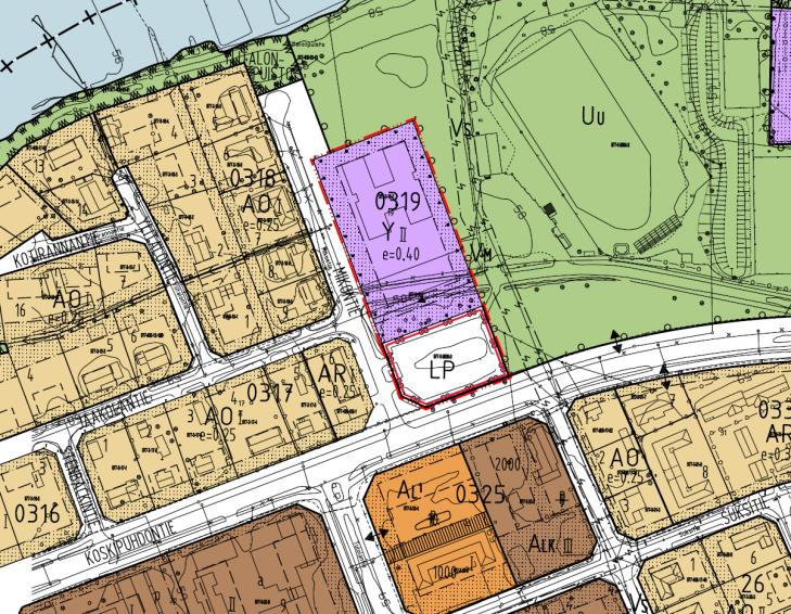Yleiskaava Keskustan osayleiskaava 2030 on hyväksytty KV 7.6.2011 40 Yleiskaavassa kaavamuutosalue on osoitettu: KERROSTALOVALTAINEN ASUNTOALUE Alue varataan pääasiassa asuintaloille.