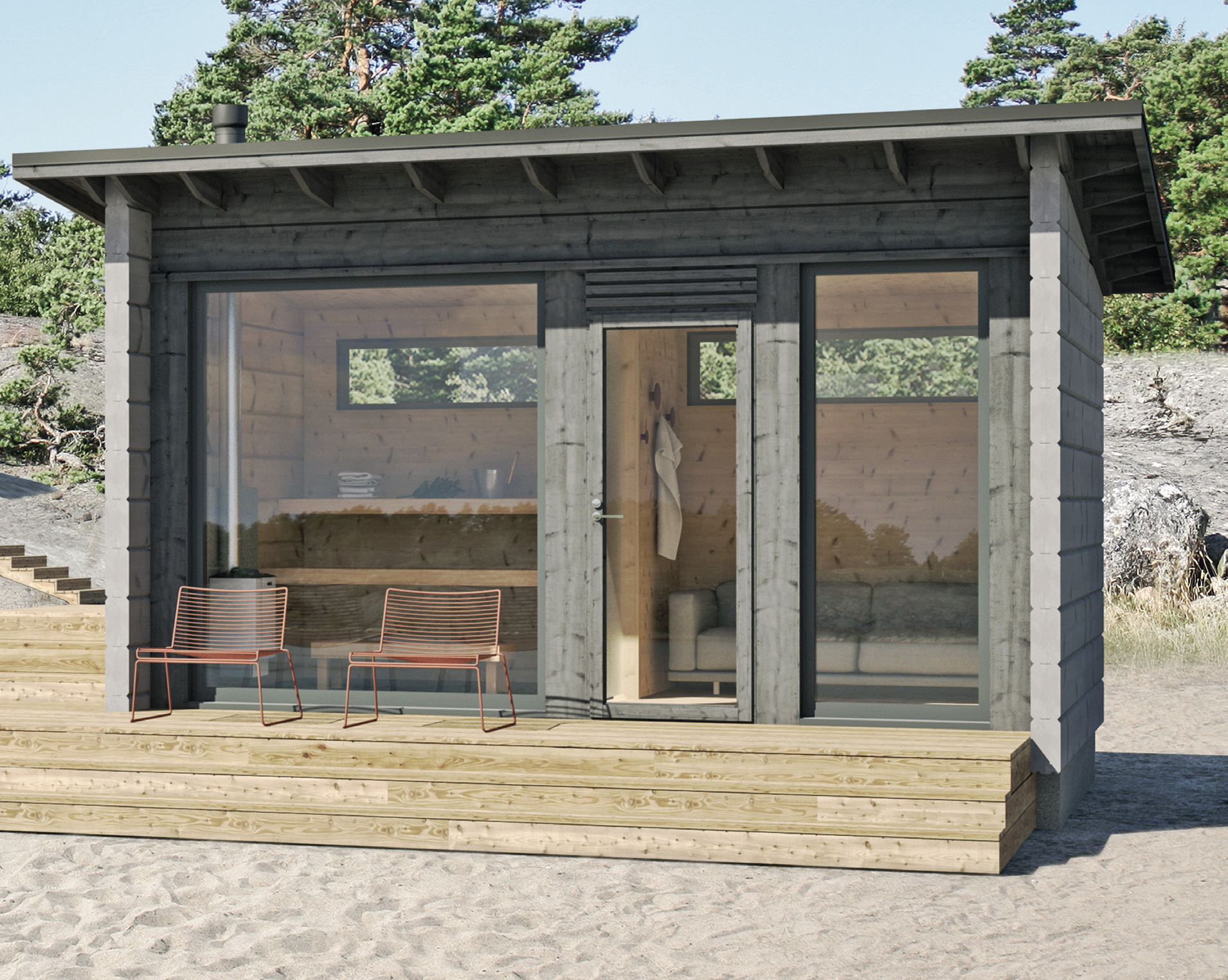 17 Glass House 15B pulpettikatolla. Taustalla Glass House 70B pulpettikatolla.
