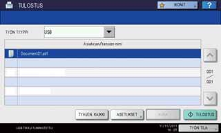 Erikoistoiminnot KOPIO FAKSI SKANNAUS e-filing TULOSTUS USB-muistiin tallennetun PDF-tiedoston tulostus USB-muistiin tallennetun PDFtiedoston setin tulostus selostetaan seuraavassa.