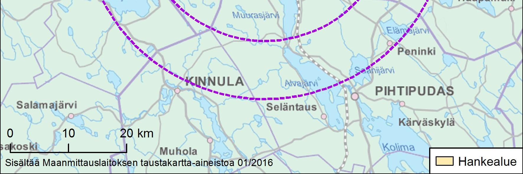 7.2 Tarkastelu- ja vaikutusalueiden rajaukset Ympäristövaikutusten arvioinnissa tarkastellaan tuulipuiston toimintojen ja näistä johtuvien, hankealueen ulkopuolelle ulottuvien toimintojen