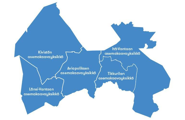 Osallistumis- ja arviointisuunnitelma nro 021600, 6.2.2017 sivu 2 Kivistön suuralue Kivistön suuralue kattaa koko Luoteis-Vantaan, jonka suunnittelusta vastaa Kivistön asemakaavayksikkö.