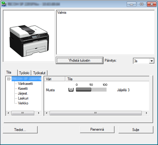 Paperityypin ja paperikoon määrittäminen Smart Organizing Monitorilla Paperityypin ja paperikoon määrittäminen Smart Organizing Monitorilla Esimerkin käyttöjärjestelmä on Windows 7.