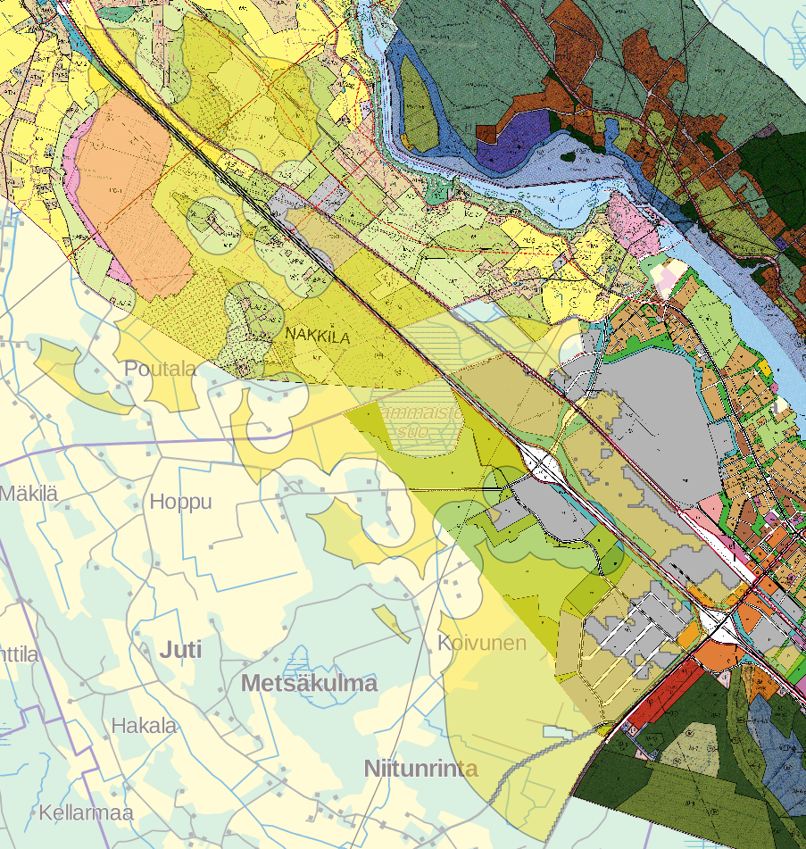 Alue 27, Harjavalta Alueissa on mukana laajasti teollisuusalueita ja myös metsäisiä alueita.