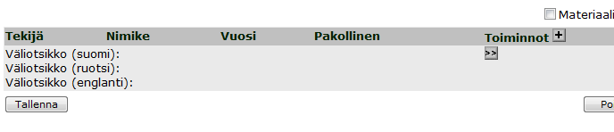 4 Oppimateriaalin lisääminen / poistaminen /muokkaaminen Uuden oppimateriaalin lisääminen silloin kun oppimateriaali kenttä ei vielä ole aktivoitunut uudelle lukuvuodelle.