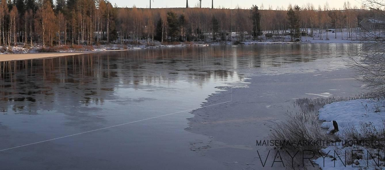 66 Kuva 5-20. Kuvasovite Puolangantien sillalta Korpijoen ylityskohdasta kohti Huhmarharjua.