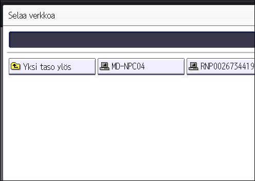 Kansioon skannaaminen Jos verkko ei salli IP-osoitteiden automaattista hakua, sisällytä tietokoneen IP-osoite polkuun. Esimerkiksi: jos kohdetietokoneen IP-osoite on "192.168.0.