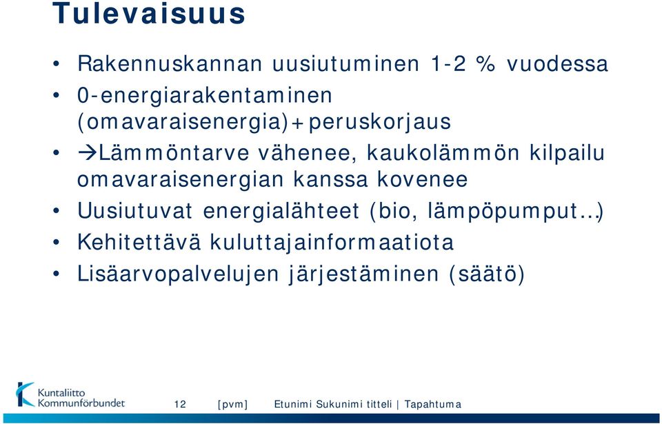 omavaraisenergian kanssa kovenee Uusiutuvat energialähteet (bio, lämpöpumput )