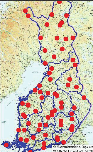 16 Kuva 2.2. Suomen ympäristökeskuksen (SYKE) ylläpitämät routa-asemat, joilta on tietoa saatavilla ajanjaksolta 1.10.2007 31.5.2010. 2.3 Roudan syvyyden ennustettavuus Routakerroksen paksuuden seurantaan ja ennusteiden osuvuuden arviointiin tarvitaan edustavia mittauksia roudasta tai maan lämpötilasta.