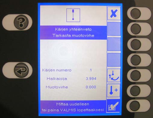 Petri 12 Koskinen ( 35)12 6. Avaa lukitukset ja laita mittapää takaisin paikoilleen. Paina. 7. Mittaa kalibrointikuula, jonka halkaisija on tunnettu (19,050 mm) ja joka on syötetty ohjelmistoon.