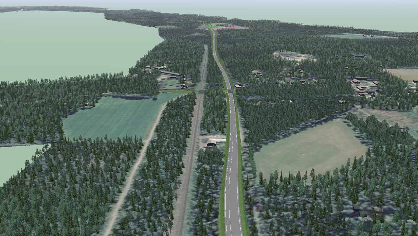 7 Vaikutukset maisemaan ja kulttuuriperintöön Uusi-Värtsiläntie Uusi-Värtsilän vanhaa asutusta Kuva 7.24. Uusi-Värtsilä, näkymä itään. Uusi valtatielinjaus kulkee radan suuntaisesti sen eteläpuolella.