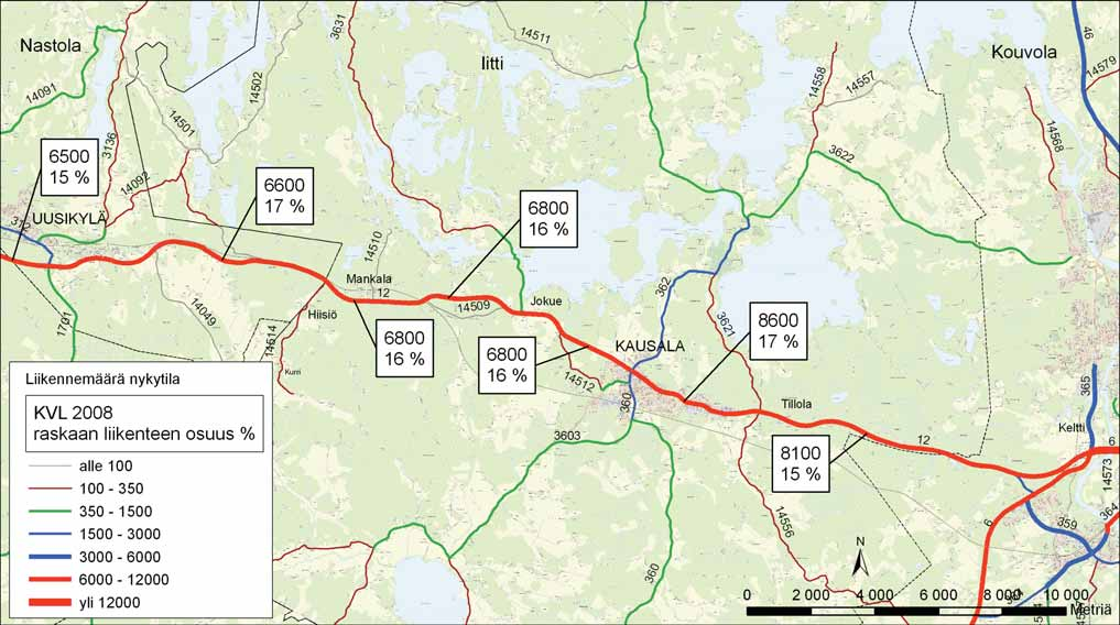 14 Valtatien 12 parantaminen välillä Uusikylä Tillola, yleissuunnitelma LÄHTÖKOHDAT JA TAVOITTEET Vaarallisten aineiden kuljetukset (VAK) Lahti Kouvola yhteysvälillä on runsaasti vaarallisten