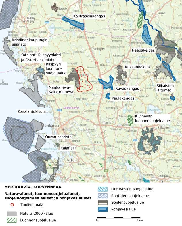 140 (265) Korvennevan tuulivoimapuisto FCG SUUNNITTELU JA TEKNIIKKA OY Ominaispiirteet turmeltuvat tai suojeltavat lajit häviävät