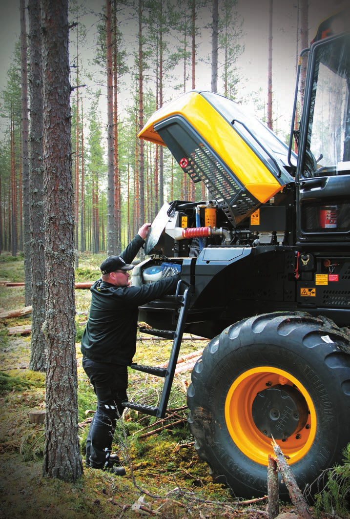 HUOLLETTAVUUS Uusi moot toriteknologia ja parannettu hydrauliikka mahdollistavat huoltovälien pidentämisen, mikä lisää tehokkaita käyttötunteja ja alentaa käyttökustannuksia.