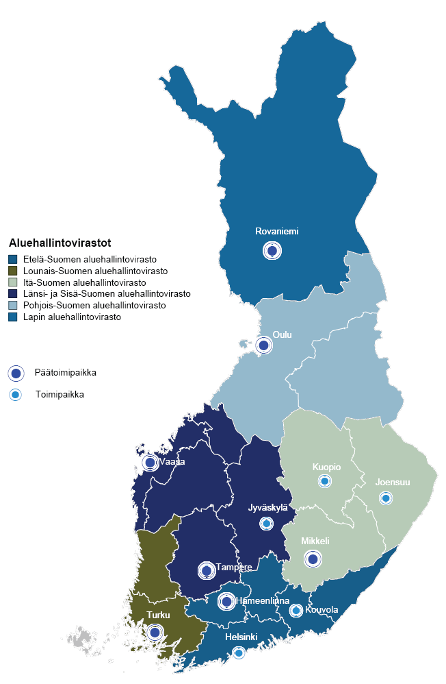 Suomessa on kuusi aluehallintovirastoa