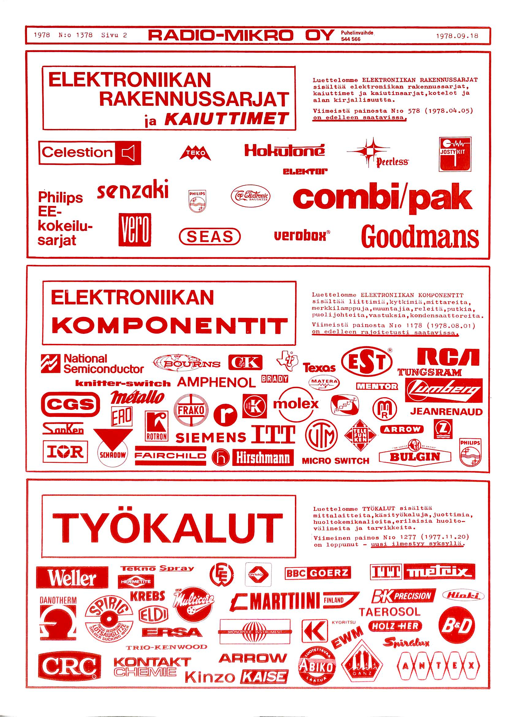 I 1978 M:o 1378 Sivu 2 R ADIQ-IVIIKRO OV 1978.09.