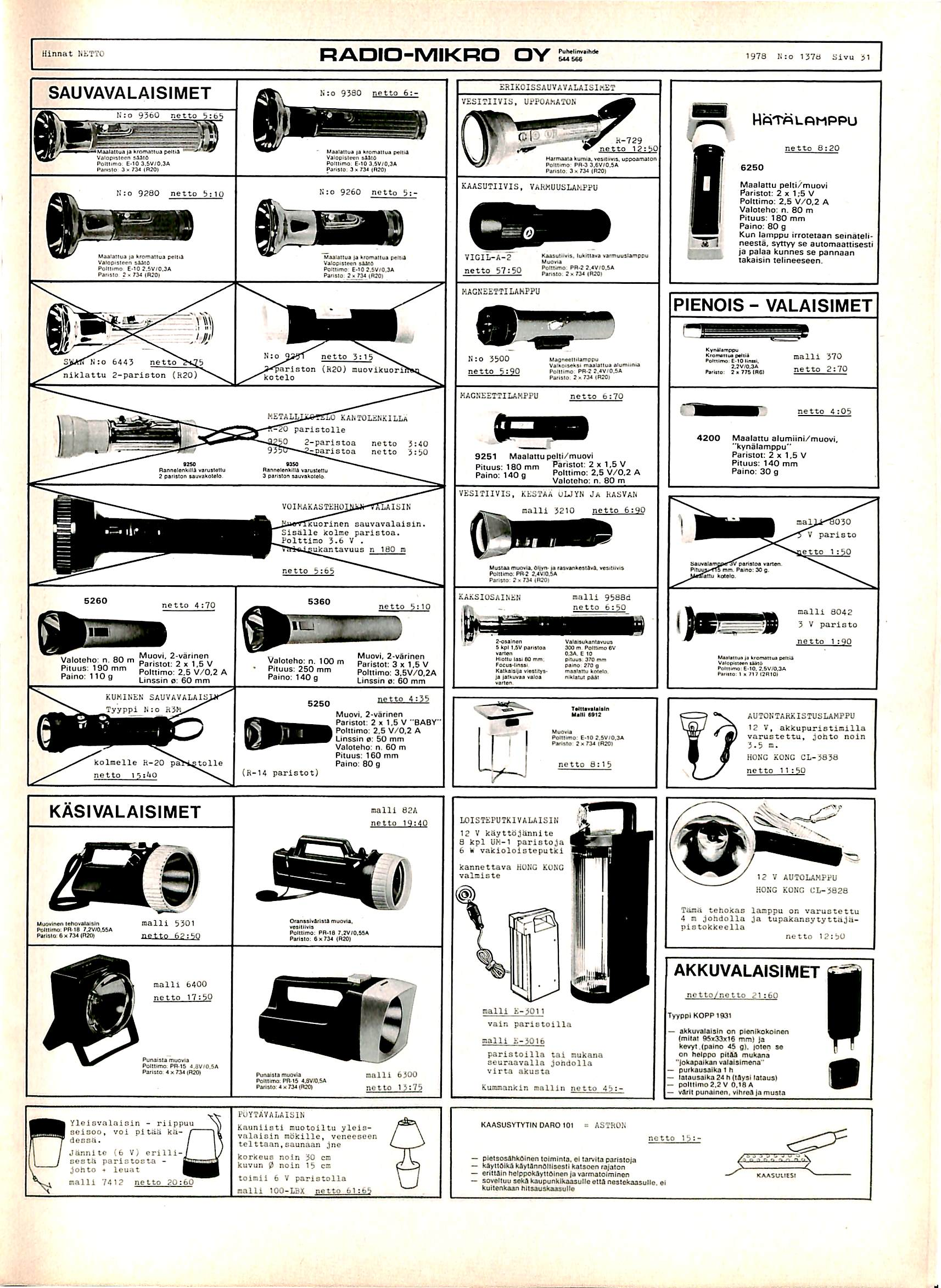 Hinnat HETTO RADIO-MIKRO OY " 1978 K:o 137o Sivu 31 SaiKOISSAUVAVAUISlRST '.TESITIIVIS. UfPOAhATOK MfiTALfiMPPU H4fenMl«kunuA. vmidma. ufipoamak P o l t t i m o P A ) ). S V ^ 0.